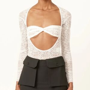 Beaufille Long Sleeve Baes Bodysuit in White Large NWT